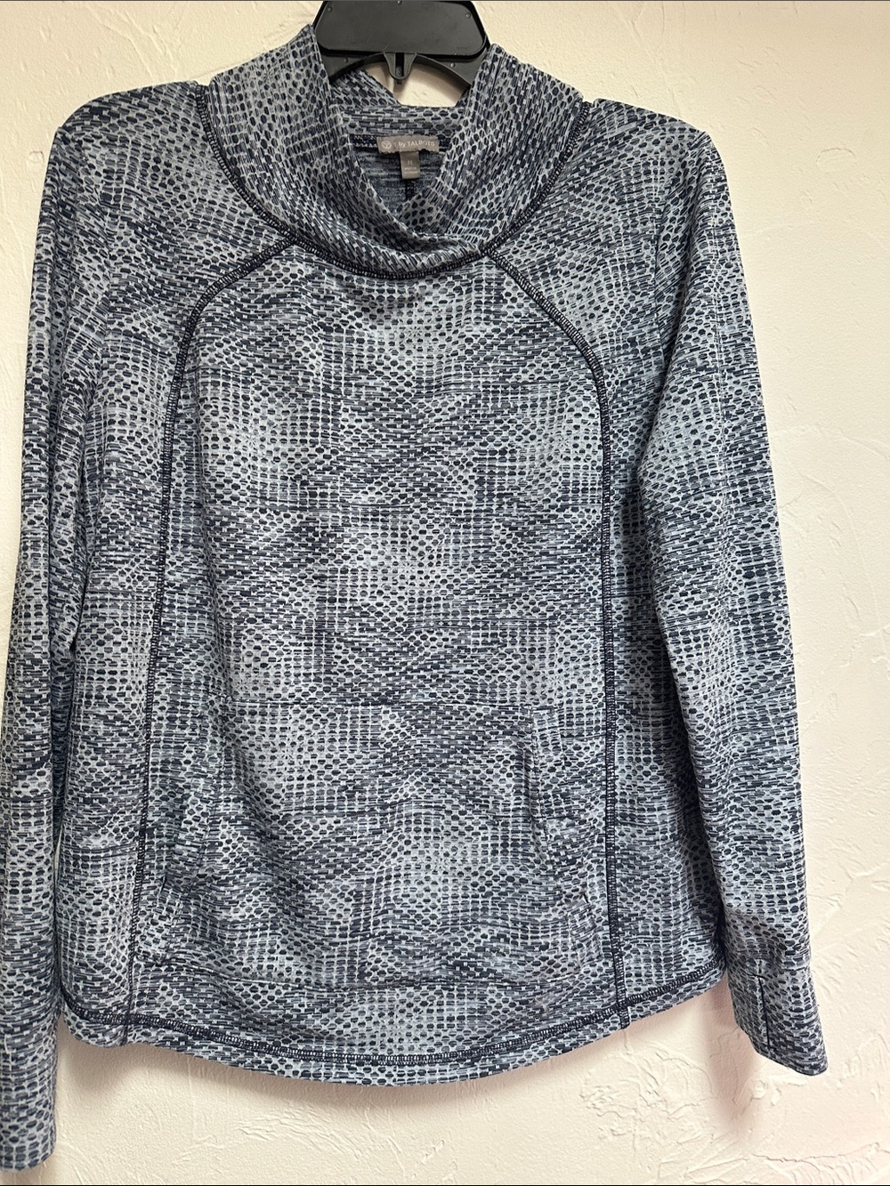 Talbots Blue Printed Cowl Neck Pullover Sweater